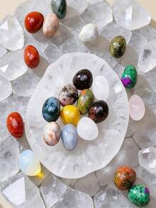 5/10/15/20/30/50/100pcs Natural Polished Gemstone Eggs, Large Polished Mineral Stone Eggs, Palm Chakra Eggs For Anxiety Relief, Chakra Balancing, Easter Decoration, Holiday Gift, Random Color - Natural Mineral Eggs - View 10