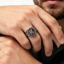 1件 聖殿騎士團復古做舊工藝 316不鏽鋼材質 男士日常休閒戒指 - 聖殿騎士團 - 查看 7