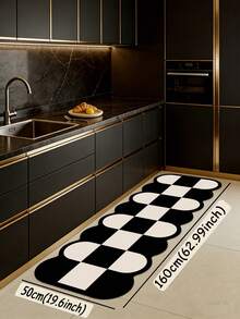 1pc Of Black And White Contrast Rubber Cushioned Kitchen Mat, A Water-Absorbing Mat That Is Easy To Clean And Suitable For Use In Kitchens, Bathrooms, And Other Areas. It Is Suitable For Use Throughout The Year And For Various Holidays. - Black and White - View 13
