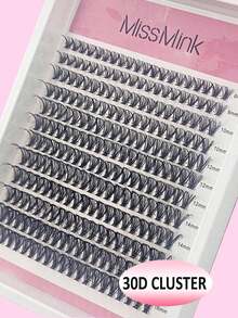 Miss Mink 30D 40D 50D Curly Soft Natural Look False Eyelashes, 8-16mm Mixed, 0.07mm D Curl, 12 Rows 240 Pieces, Waterproof Mink Hair Single Cluster 3D Precise Fit For Daily Makeup, Lightweight Portable Design Suitable For Daily Life, Parties And All Occasions - D - View 8