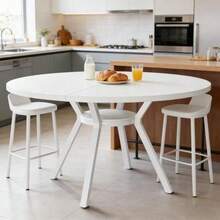 Round Dining Table, Kitchen Table, Elegant White Dining Table, Reception Table, Wine Table, Coffee Table (Dining Table Only) - White - View 7