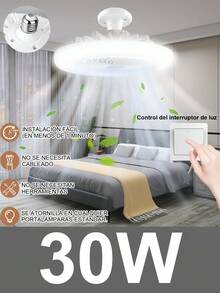 1 Piece E27 LED Ring Ceiling Fan, Ceiling Fan With Lights Remote Control, Three Light Colors, 3 Speeds, 50W, With Timer Function, For Kitchen/Bathroom/Bedroom - White - View 2