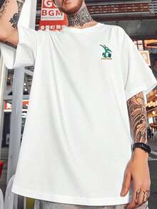 Graphic T-Shirt Hades Hercules Drink, Crew Neck, Printed On Both Sides, Casual, Men's Fashion, 220 G/M² Cotton (1 Piece)Tee - 白色 - 查看 2