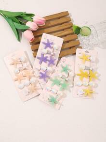 1 Set Cute Ocean Elements Hair Clips, Sweet Girl's Starfish Shell Pearl Decor Hair Clips, Suitable For Daily, Beach, Vacation, Side Bangs Clips, Exquisite Hair Accessories - Multicolor - View 2