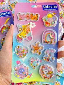 Stickers Fun 3D Shaker Stickers: Glitter-Filled Sweet Treats, Animals & Rainbow Designs For Kids' Crafts - Multicolor - View 13