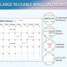 Erasable Wall Calendar, 12-Month Annual Planner, Back To School, Study Supplies - Single Piece - View 8
