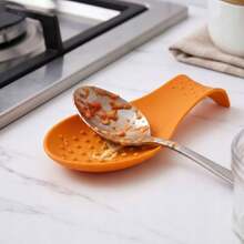 SOPORTE DE SILICONA PARA CUCHARA, CUCHARÓN, ESPÁTULA, COLOR NARANJA - Naranja - Ver 4