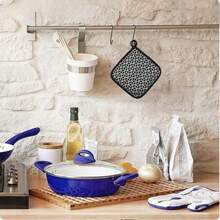 OVEN GLOVE, POT MAT, 2 IN 1 COTTON SILICONE - Black - View 3