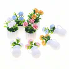 4pcs/Set 1/12 Miniature Potted Plants, Assorted Realistic Floral Decor Models For Dollhouse - Multicolor - View 5