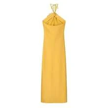 Vestido elegante con cuello Halter y flores en el pecho para mujer, vestidos largos sexys con espalda descubierta, vestidos de de noche a para verano 2025 - 1 - Ver 2