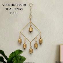 Handmade Rustic 6 Bells Hanging Wind Chime U2013 Vintage Cow Bells On Metal Frame, Boho Farmhouse Wall Hanging, Wind Chime For Home, Patio, Garden &Amp; Christmas Décor - White - View 6