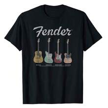 Men Fender Vintage Guitar Lineup T-Shirt Vintage T ShirtsMen ClothesVacation Outfits Men Cotton Shirt Men Size S-XXL - 黑色 - 查看 2