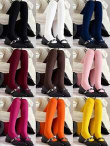Multiple Colors Velvet Tights/Stockings - Plus Size High Stretch Warm Tights, Versatile Sexy For Winter Christmas, Family Parties, Formal W - Multicolor - View 2