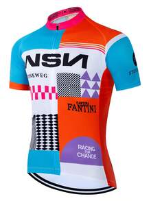 New Men's Short Sleeve Cycling Jersey, Breathable And Comfortable Outdoor Sports Top For Spring/Summer, Suitable For Road Bike, Mountain Bike, Cycling, Off-Road, Motorcycle Touring, And Training - Universal Version - Blue and White - View 1