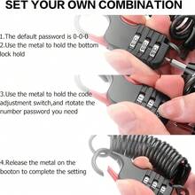 TOSUOD 3-Digit Combination Steel Cable Lock, Retractable Portable Anti-Theft Lock For Motorcycle And Bicycle, Anti-Cut And Anti-Pry Structure, Multi-Functional Lock Compatible With Helmet And Luggage, Essential Cycling Safety Accessory - Multicolor - View 11
