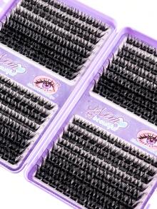 384/376 Clusters Eyelash Set, DIY Home Eyelash Extension, Comes With Glue, Remover And Eyelash Brush, Individual False Eyelashes, Eyelashes, False Eyelashes, Soft And Lightweight Reusable, Suitable For Home, Daily, Party, Wedding, Halloween, Etc. - 黑色 - 查看 7