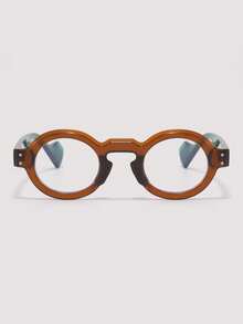 Visivana 1 par de gafas unisex de montura redonda pequeña con remaches y montura gruesa, estilo retro de moda casual para la calle - Multicolor - Ver 1
