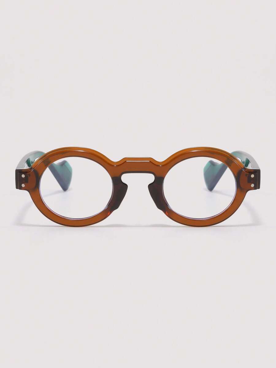 Visivana 1 par de gafas unisex de montura redonda pequeña con remaches y montura gruesa, estilo retro de moda casual para la calle - Multicolor - Ver 1