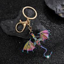 1pc Gothic Dragon Enamel Keychain, Alloy With Sparkling Rhinestone, Multi-Color Bag Charm, Cool Graduation Gift For Backpack - Multicolor - View 7