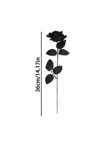 Halloween Black Rose&Bat Headband, Gothic Style Witch Headband With Black Flower, Black Gothic Demon Headpiece, Suitable For Halloween Party Headpiece, Halloween Cosplay Costumes, Themed Party Headwear, Haunted House Costumes, Holiday Photo Styling - View 7