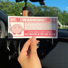 Cute Warning Sticker | Soft Pink Car Airbag Sticker (Waterproof Vinyl) - Decorative Stickers - View 2
