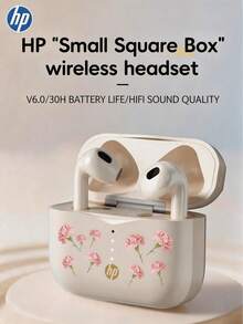 HP - Earphone Nirkabel Semi-In-Ear Bluetooth 6.0 dengan Pengisian Daya Type-C, Peredam Kebisingan untuk Panggilan, Desain Ringkas & Nyaman, Cocok untuk Olahraga & Kebugaran, Kompatibel dengan Smartphone/Tablet/Laptop, Motif Bunga untuk Musim Panas - View 3