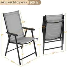 Patio Dining Chairs Set Of 4 With Armrests, Outdoor Folding Metal Frame And Backrest For - A - View 3