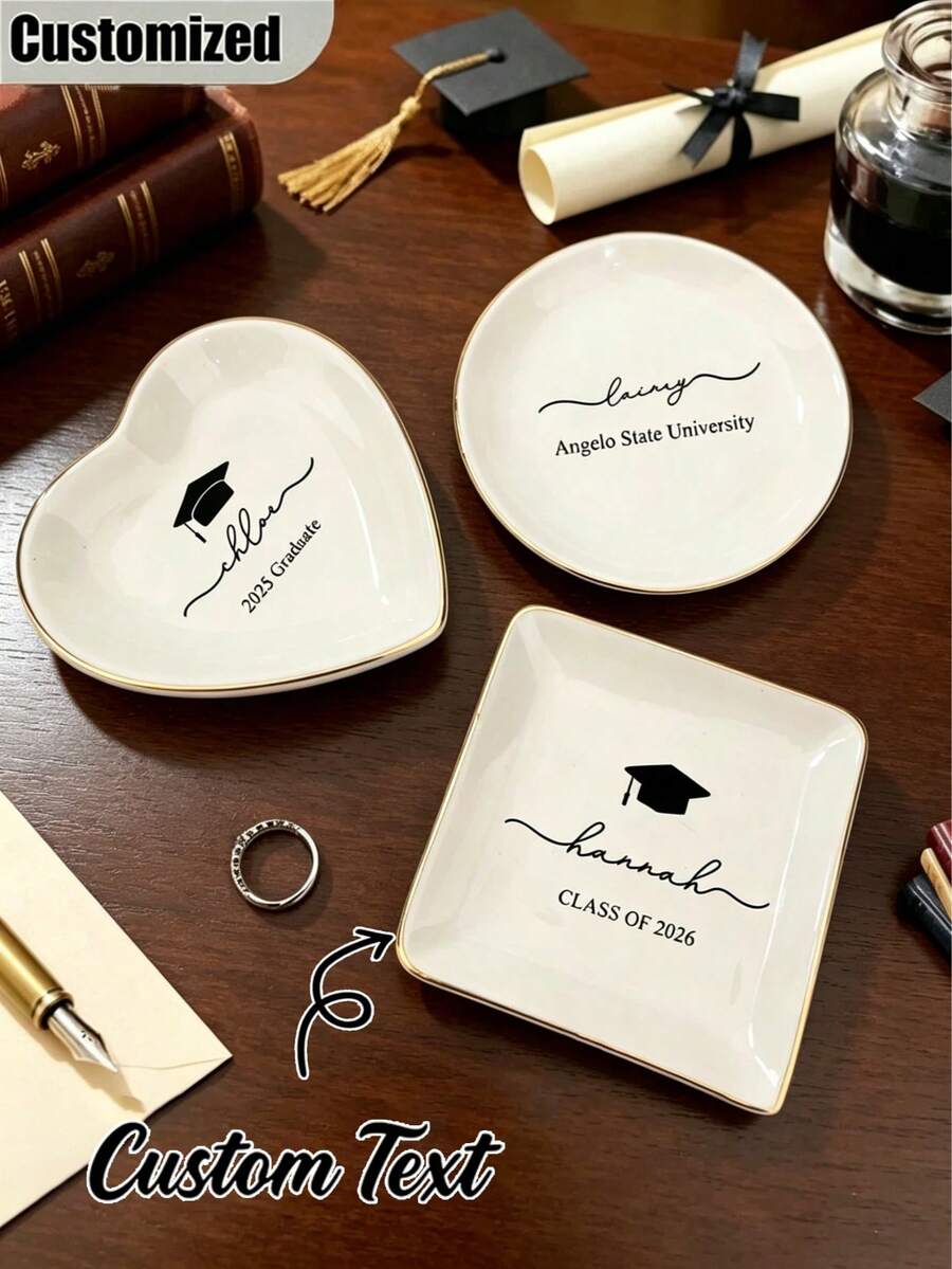 Customized Name Ring Tray, Personalized Ring Tray, Customized Jewelry Tray, Graduation Gift For Classmates And Friends. Personalized Necklace Tray, Hair Clip Tray And Ring Tray.