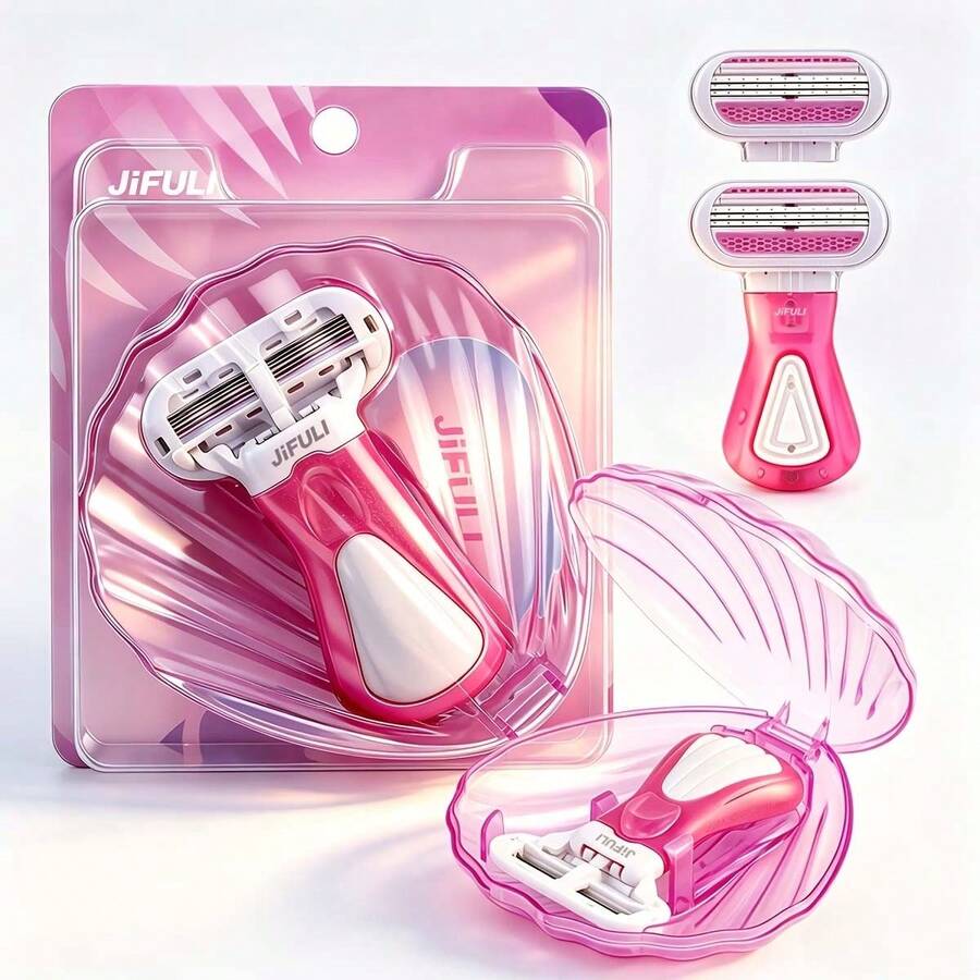 1set Portable And Exquisite Hair Removal Razor, Body Bikini Hair Remover, 3-Layer Stainless Steel Blades, Replaceable Blade Heads, Manual Shaver, Smooth Shaving Manual Razor, Easy To Clean, Does Not Clog Hair (Holiday Gift)