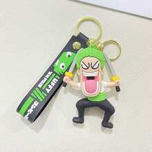 Miniso ONE PIECE Roronoa Zoro Dual Sword Character Bag Charm With Black Green Wrist Strap And Gold Clip For Backpack Handbag, Birthday Christmas Gift - Style 1 - View 7