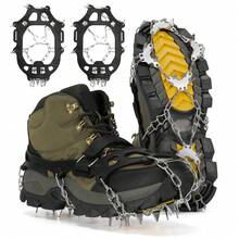 1 Pair 24 Spikes Crampons Anti Slip Ice Cleats For Shoes Boots Traction Grip With Stainless Steel Spikes Silicone For Hiking Walking Winter Outdoor Safety Gear - X-Large - View 7