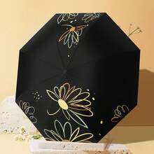 1pc Black Vinyl Umbrella, Foldable Outdoor Sun & Rain Umbrella - A - View 7