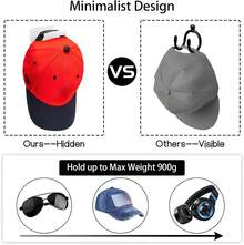 Juego de 10 soportes autoadhesivos para gorras, colgadores de pared multifuncionales, no requieren perforación, caja portagorras, fijación segura para gorras de béisbol, bolsos y accesorios (blanco) - Ver 7