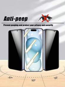 MSRI 3pcs Water-Resistant Screen Protector - Compatible With IPhone 17Pro Max/17Pro/17E/16ProMax/16E/16Plus/15ProMax/14/13/12/11/XR/X/XS/7/8, Full Coverage Anti-Glare Anti-Peeping Screen Protector, Smooth Finish, No Reflection For Gaming - Black - View 3