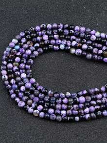 6/8/10mm Purple Coffee Fire Agate Natural Stone Onyx Round Loose Spacer Beads For Making DIY Bracelets Necklaces Friendship Gift Jewelry - Multicolor - View 8