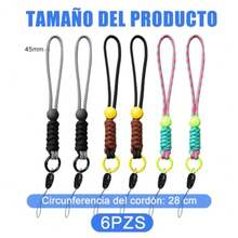 NIAWEA 6pzs Correa para Celular Muñeca, Cordón para Celular Ajustable, Correa Antirrobo para Teléfono Móvil Moda, Cómodo y Transpirable, Hebilla de Metal, Accesorios para Celular 28cm, Negro+Gris+Rosa - como en la imagen - Ver 6