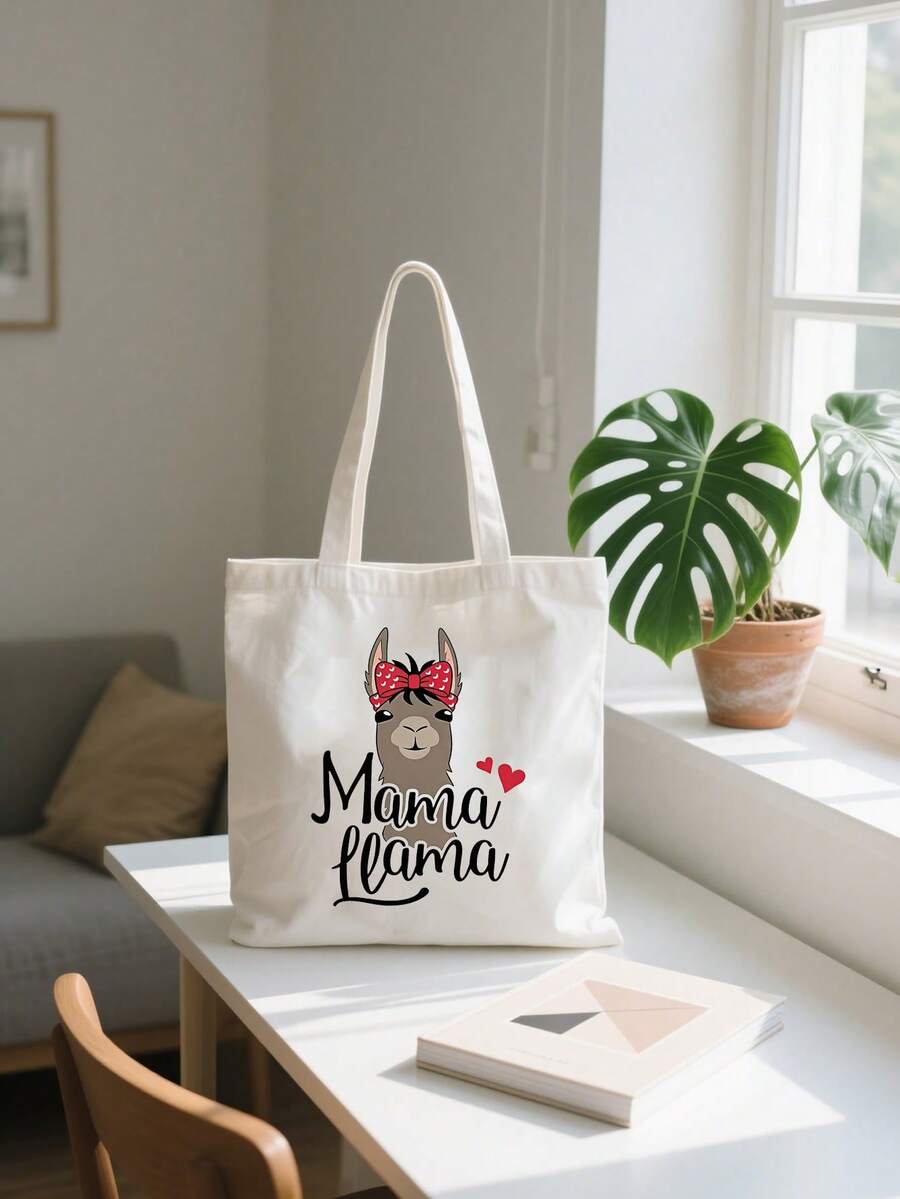 Mama Llama Tote Bag & Wallet Set, Cute White Alpaca Print Mother & Baby Bag, New Mom Hospital Delivery Diaper Bag Gift, Matching Mother & Child Handbag, Practical Mother's Gift Set School Supplies - Multicolor - View 1