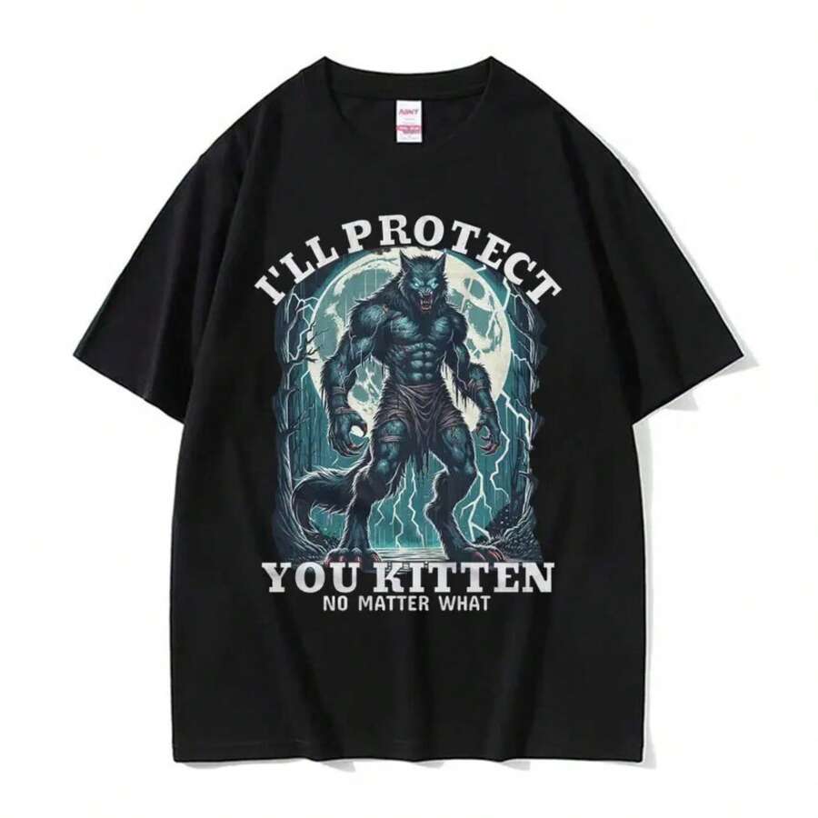 Alpha Wolf Graphic Tee Meme T-Shirt Funny - Black - View 1