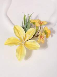 1 buah Jepit Rambut Motif Bunga Mewah, Penjepit Rambut - 66255 Kuning - View 4