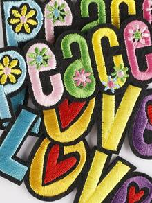 2pcs Love & Peace Letter Pattern Embroidered Patches, Cartoon Style Polyester Thread Iron-On/Sew-On Patches, Clothing Accessories Suitable For DIY Handmade Crafts, Clothing, Bags, Shoes, Curtains, Hats, Home Decor Patches And Other Accessories - Letter - View 2
