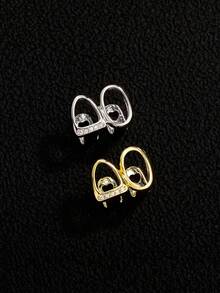 1pc Removable Hip-Hop Style Double Hollow Tooth Grillz Teeth Decoration For Women And Men - Gold - View 3