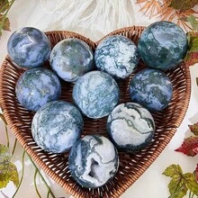 1pc Stunning Rare Moss Agate Crystal Cluster Ball, Mineral Collectible, Exquisite Moss Agate Crystal Ball, Loose Gemstone Replica, Perfect Home Decor Art Collectible, Unique Holiday Gift, Ideal Choice For Collectors - Moss Agate - View 5