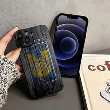 Fundas para teléfono con textura de madera de tigre azul y amarillo. Compatibles con , Apple, VIVO, OPPO, , Transsion, ,  y Honor. Fabricadas en silicona TPU, ofrecen protección contra golpes y caídas. - Negro - Ver 3