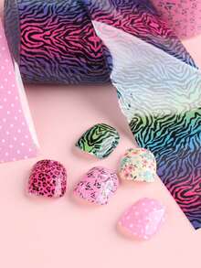 10 Rollen Blumen- & Leoparden-Muster Nageltransfer-Folie, Y2K Regenbogen, Herz, Schmetterling, Zebra Nagel-Foliensticker, klassisch eleganter Sternenhimmel Komplett-Wrap DIY Nagel-Sticker, Frühlings-/Sommer-Nagel-Accessoires für Frauen & Mädchen - Verschiedenfarbig - Übersicht 7