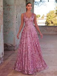 Faeriesty Đầm nữ thanh lịch cổ chữ V không tay dáng chữ A đính sequin - Nhẹ nhàng và thướt tha, thích hợp cho mùa xuân/hè - Hoàn hảo cho khách dự đám cưới, dạ hội, sự kiện thảm đỏ, tiệc nghỉ hè. - Màu tím - Xem 2