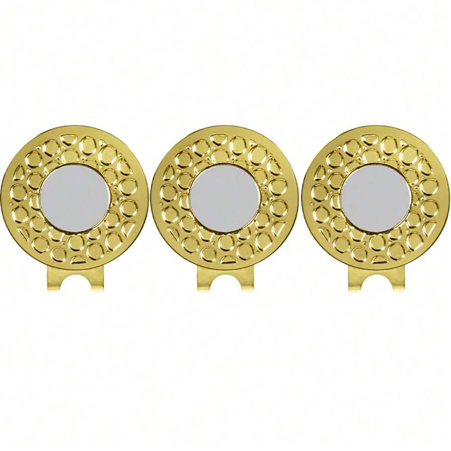 FINGER TEN 3pcs Golf Hat Clip, Durable Metal Material With Strong Magnetic Force, Easy To Install And Remove Golf Marker Accessory, Suitable For Golfers - Gold - View 1
