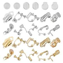 uxcell - Convertidor de aretes con clip con almohadillas para orejas de silicona para arete, 60 unidades, clips para aretes para orejas no perforadas con lazo fácil de abrir blanco y dorado - como en la imagen - Ver 1