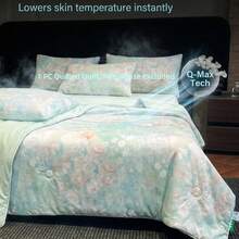 1pc Digital Printing Cooling Quilt - High-End Luxurious Super Soft Cooling Summer Quilt, Lightweight And Suitable For All Seasons, Featuring Modern Fresh Floral Patterns, 100% Polyester, Machine Washable, Suitable For Single/Double Bed, Hotel, Camping And Home Decor, Hotel-Level Luxury Bedding | Modern Quilting Design | - Mint Green - View 2
