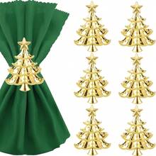 Gold Plated Christmas Tree Napkin Rings, Hotel Tabletop Decor Napkin Holders - Multicolor - View 8