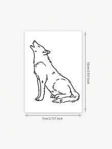 1pc Simple Line Howl Wolf Pattern Tattoo Sticker, Men's Temporary Tattoo Sticker, Realistic Tattoo Design, Suitable For Travel, Music Festivals, Games, Graduation Gifts, Lasts For 3-5 Days - Black - View 2